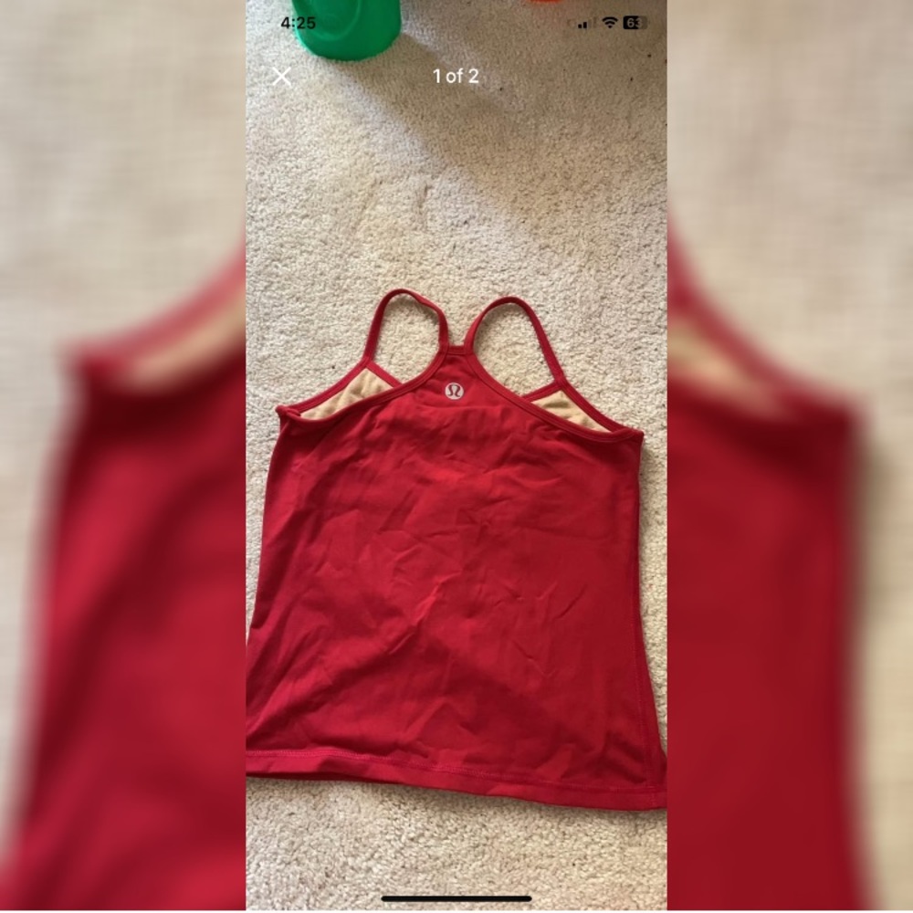 Lululemon Red workout top with scoop neck and built-in bra